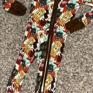 12-18m  Dr Pepper and buckeys themed bamboo zippie Pajama